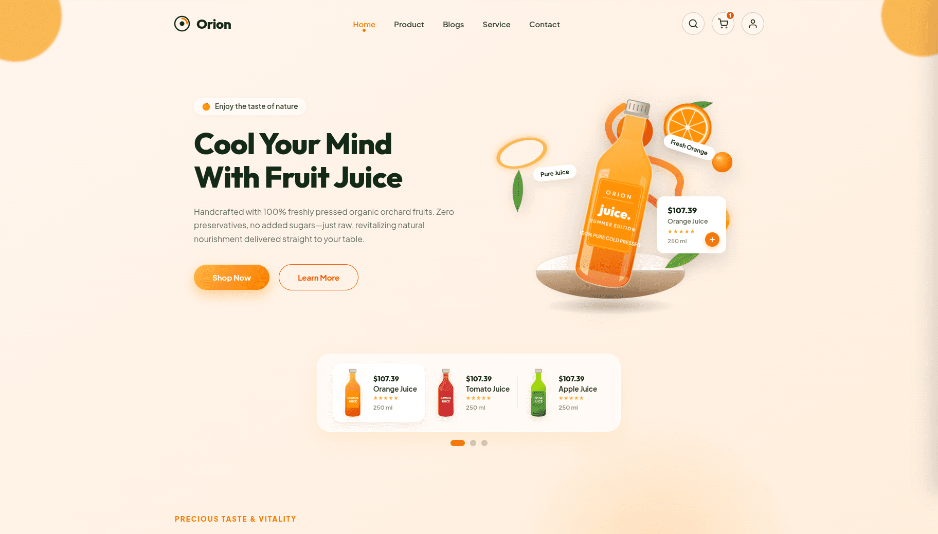 Juices landing page